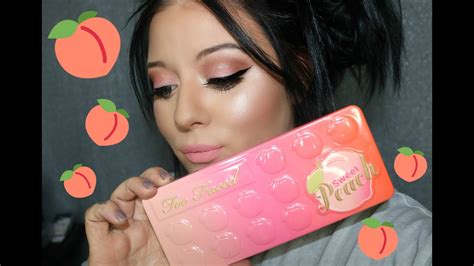 peachy makeup tutorial too faced sweet peach palette youtube