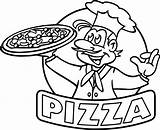 Pizza Coloring Pages Cartoon Printable Hut Drawing Restaurant Logo Colouring Color Book Line Toppings Sheet Food Children Preschool Small Draw sketch template