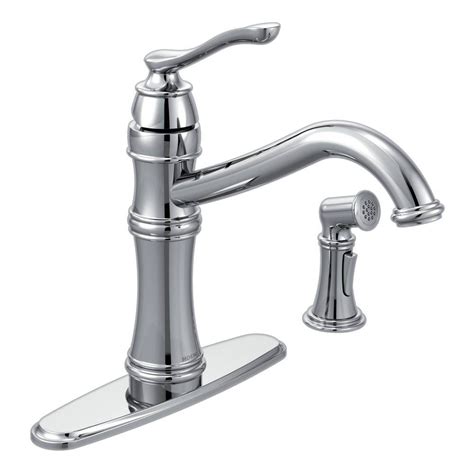 moen belfield single handle standard kitchen faucet  side sprayer  chrome   home