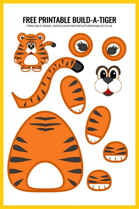 build  tiger  printable paper tiger craft template