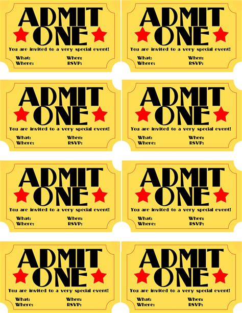 ticket invitation template  printable  printable templates