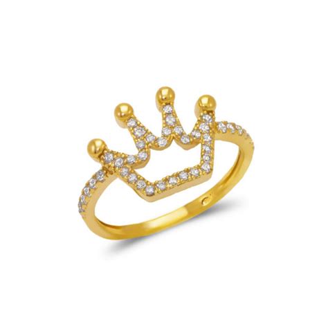 crown rings  girls  solid real gold cute jewelry gift  women