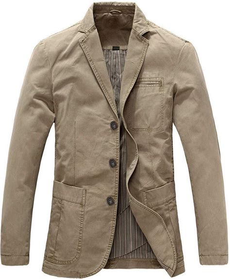 mens  button sport coat casual cotton lightweight suit blazer khaki amazonca clothing