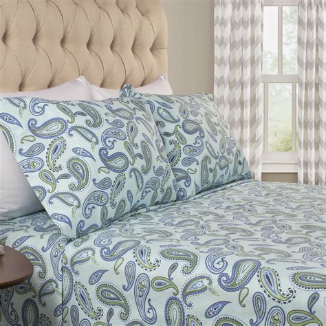 cotton flannel sheet set paisley pattern soft cozy deep pockets