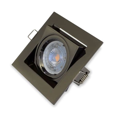 black chrome ceiling spotlight fitting downlight recessed square gu tilt led ebay