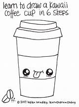 Kawaii Coffee Draw Cute Steps Style Step Cup Simple Learn Six Coffe Takeout sketch template