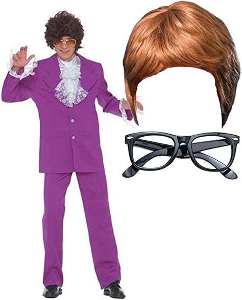 Austin Powers Fancy Dress Costume Kit With Wig And Glasses