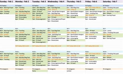 social media post schedule template lovely social media content