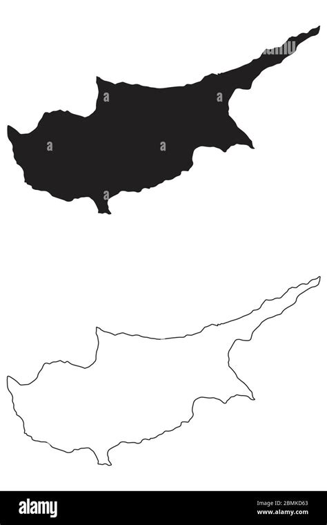 laenderkarte zypern schwarze silhouette und umriss isoliert auf weissem