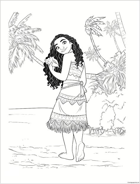 princess moana cute coloring page  printable coloring pages