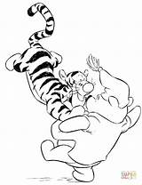 Pooh Coloring Pages Tigger Pushing Printable sketch template