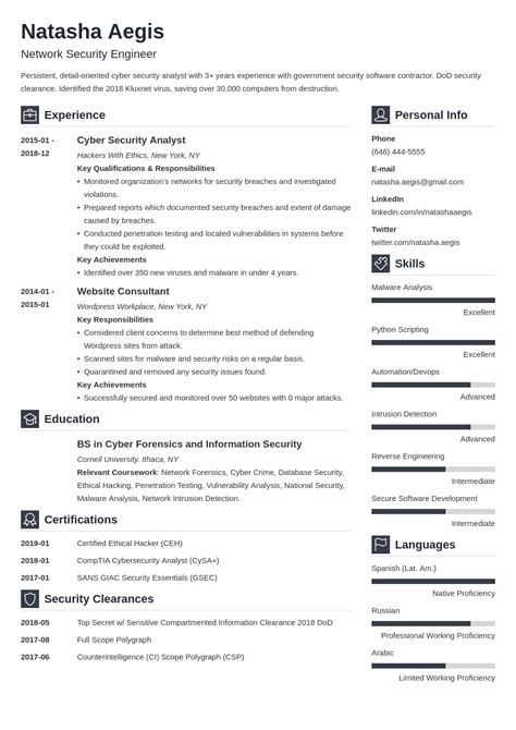 cyber security resume sample   entry level analysts