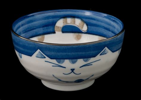 grand bol chat japonais maneki neko  cm en porcelaine du japon   japan