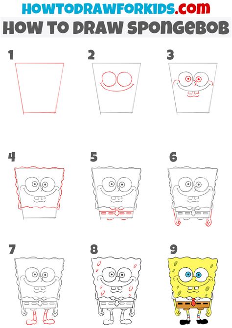 draw spongebob easy drawing tutorial  kids