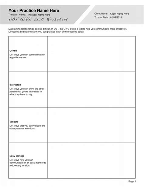 dbt give skill worksheet  therapybypro dbt worksheets
