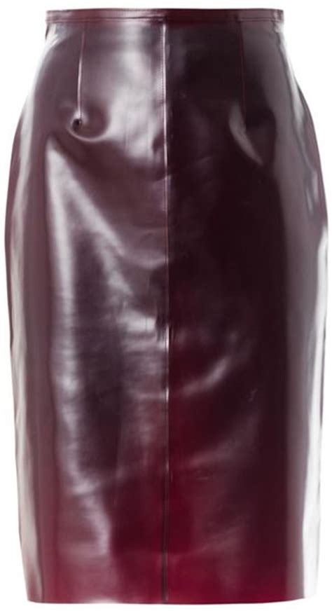 Burberry Prorsum Translucent Rubber Pencil Skirt In Purple Bordeaux