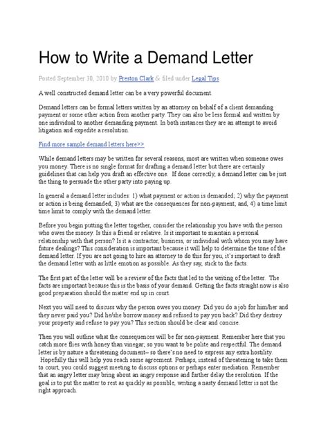 write  demand letter