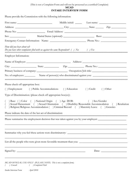 mcad complaint form fill  printable  forms