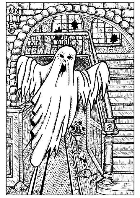 ghost   haunted house coloring page  printable coloring