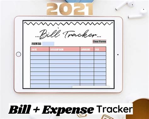 monthly expense bill payment log expense tracker etsy video