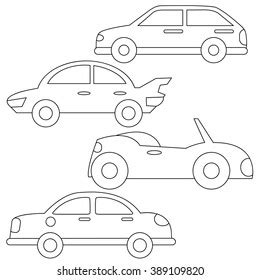 set cute car coloring page illustration stock vector royalty