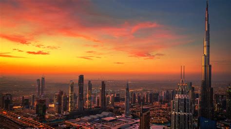 building city dubai skyscraper sunset united arab emirates hd travel wallpapers hd wallpapers