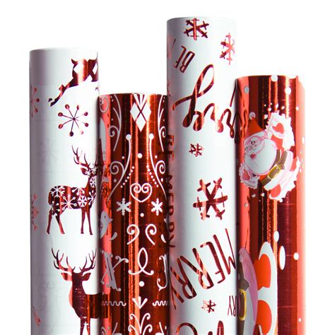 christmas gift wrapping paper red  white paper   metallic foil ruspepa