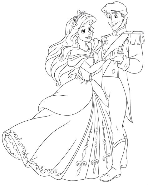 walt disney coloring pages princess ariel prince eric walt disney