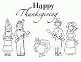 Thanksgiving Coloring Pages Printable Pilgrim Kids Family Indian Color Preschool Printables Native Mayflower American Happy Children Print Turkey Printing Treat sketch template