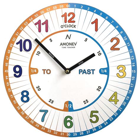 amonev  time teacher clock children wall clock   easy  read clock  silent movement