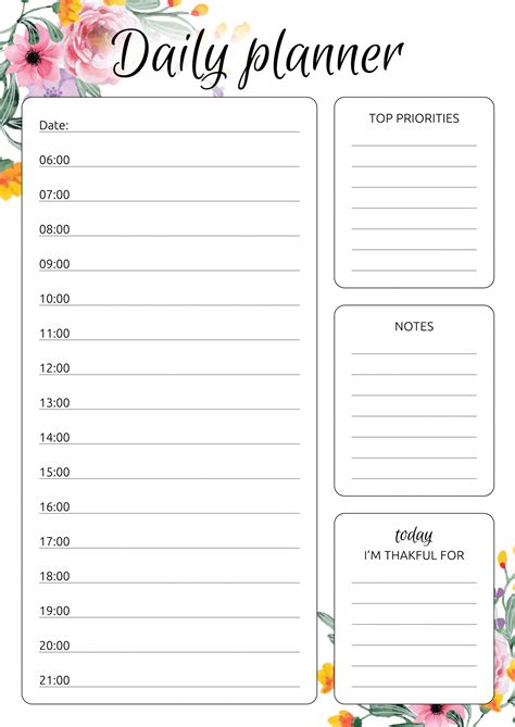 printable daily hourly planner customize  print