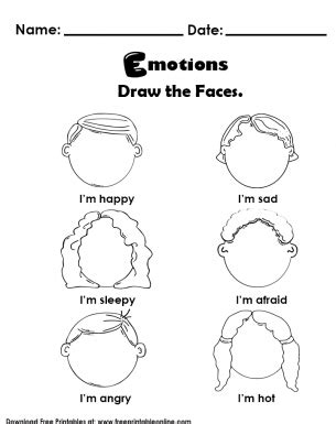 whats  emotion draw  faces preschool worksheet emotions