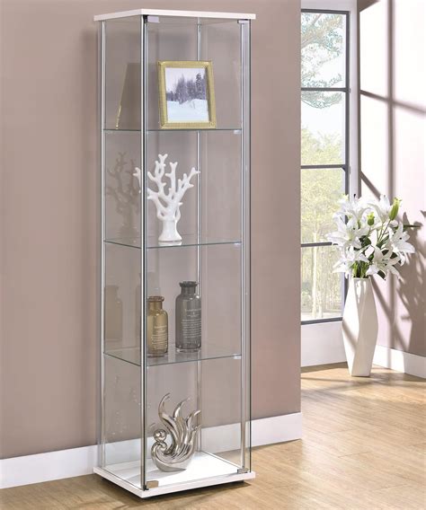 Coaster Curio Cabinets Contemporary White Glass Curio Cabinet A1