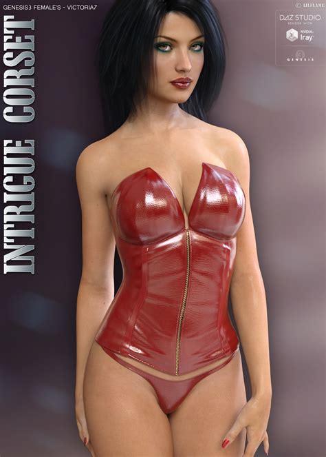 intrigue corset for genesis 3 females 3d figure assets