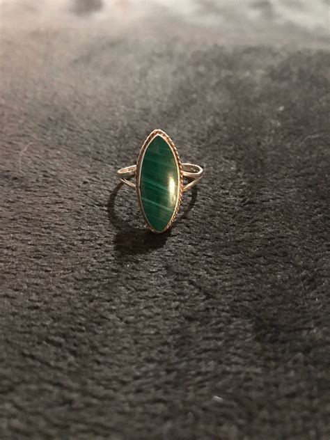 vintage sterling silver green stone ring sterling ring silver  green ring gorgeous simple ring