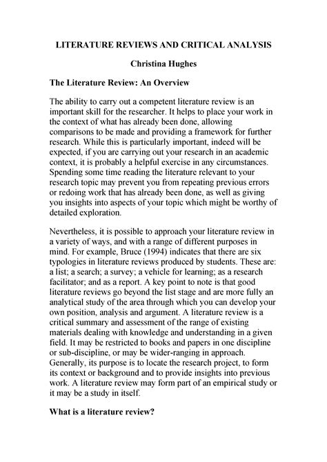 literature review template  literature literature review
