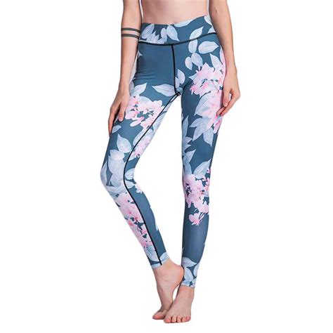 newest floral print women leggings elastic waist tight pants yoga