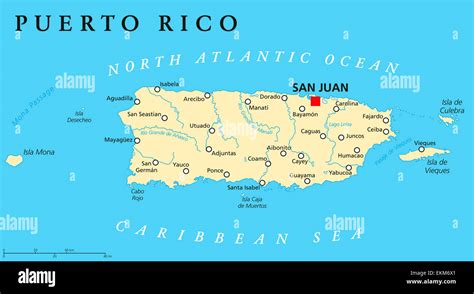 puerto rico political map stock photo alamy