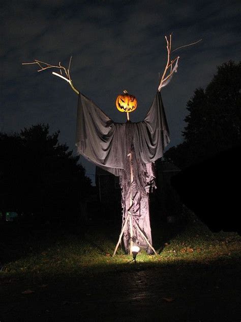 Pumpkin Head Scarecrow Halloween Outdoor Decorations Scary Halloween