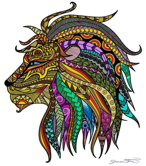 lion head lion coloring pages  adults  colored kidsworksheetfun