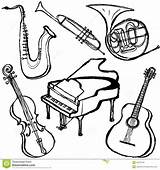 Instruments Musical Coloring Pages Instrument Jazz Band Handwritten Strokes Brush Color Getcolorings Printable Getdrawings Template sketch template