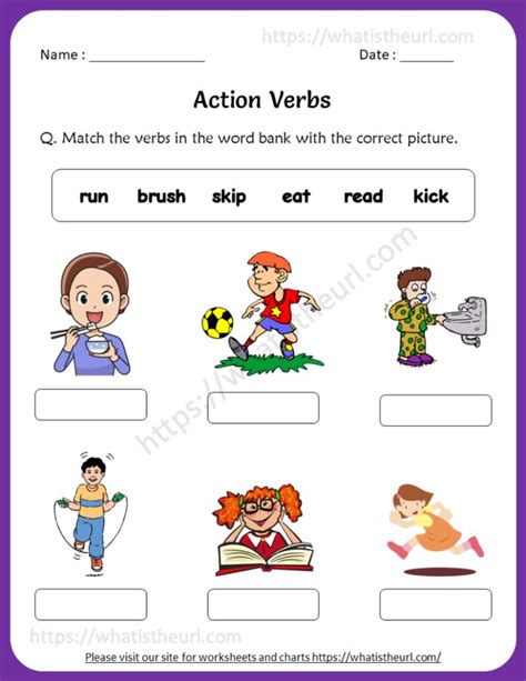 action words worksheet kindergarten
