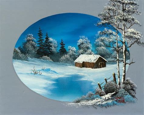 Snowy Barn Bob Ross Paintings Winter Scene Paintings