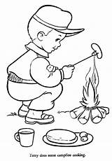 Flyers Embroidery Camping Campfire Getcolorings Flyer Bonnie Picasa Roasting Marshmallows sketch template