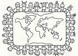 Colorare Bambini Girotondo Multicultural Disegni Unicef Droits Tenant Carte Autour sketch template