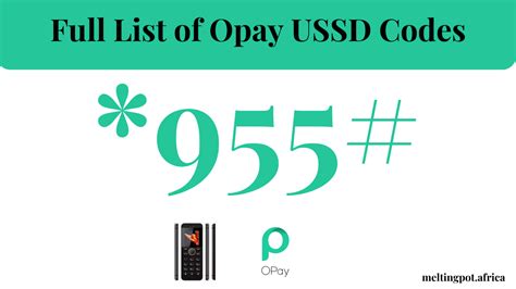 Full List Of Opay Ussd Codes How To Use Them Melting Pot Africa Hot