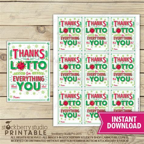 christmas lotto tag   lotto gift tags printable lottery gift tag