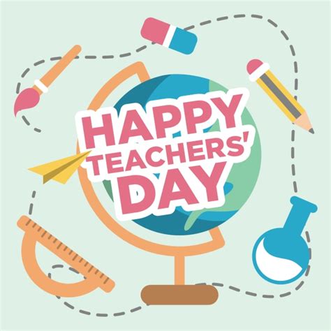 Happy Teachers Day Card Education Globe Png And Vector With