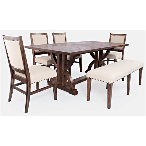 jofran fairview  piece dining table  chair set  bench stoney