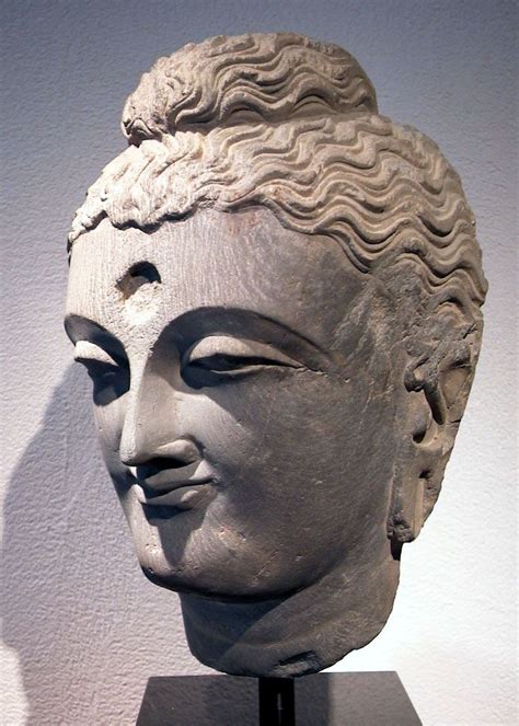 tête de buddha schiste gris 2ème 4ème siècle pakistan gandhara h 33 cm